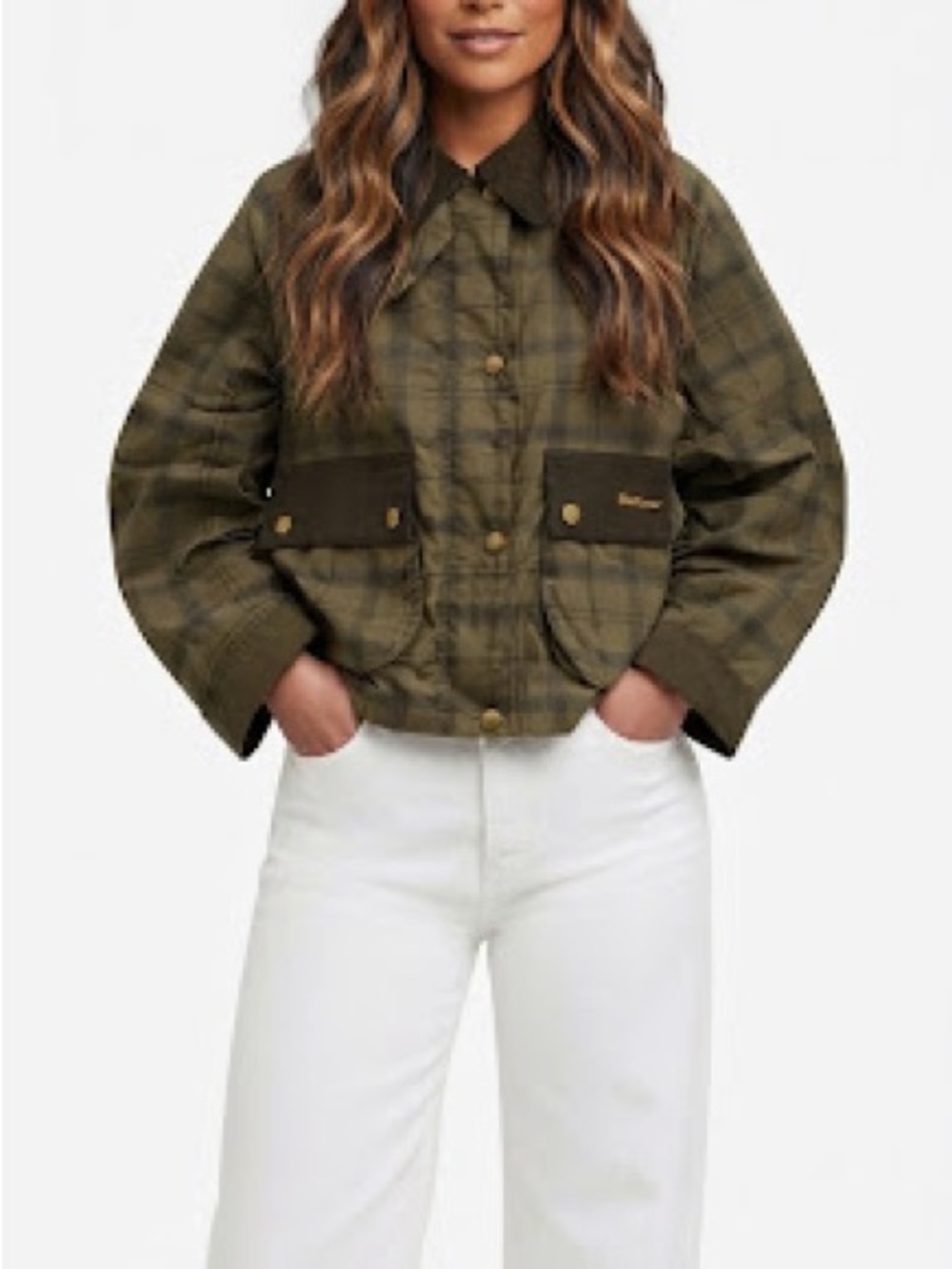 NEW 💚 Barbour Tartan Women’s Olive Plaid Overshirt Jacket UK 10| US 6